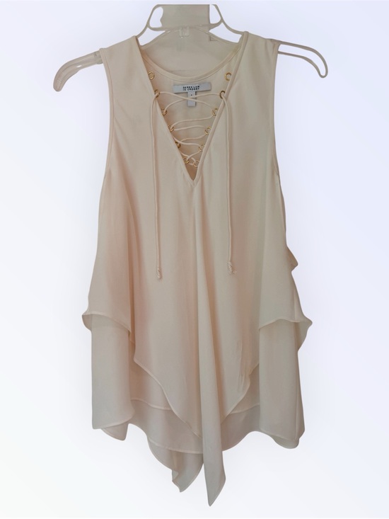 Derek Lam Tops - Derek Lam IO Crosby layered silk camisole, lace up V-neck, gold detail, Sz 4
